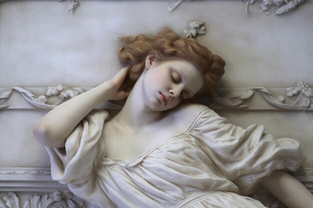 Elegant bust statue of a woman italian Roman white marble