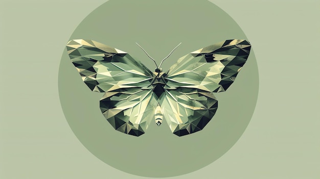 Фото Элегантная бабочка с развернутыми крыльями деликатная и подробная многоугольная модель в модном стиле низкого поли пастельные цвета