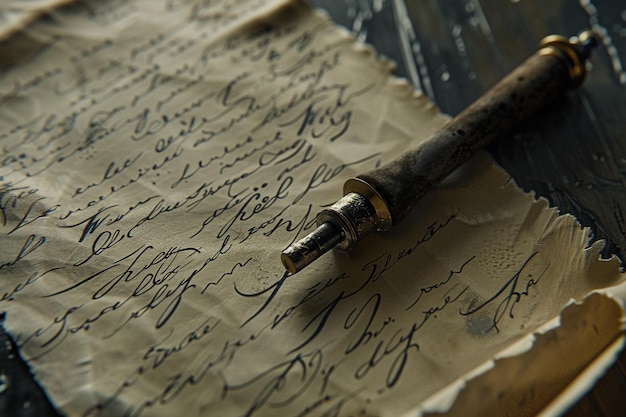 Foto elegante calligrafia su carta pergamena