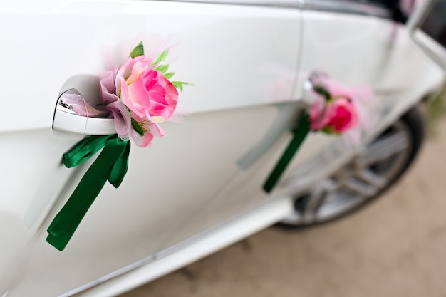 The elegant car for a wedding celebration