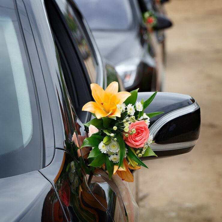 結婚式のお祝いのためのエレガントな車
