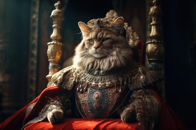 Elegant Cat Feeling Like A Royalty In A Regal Kings Attire