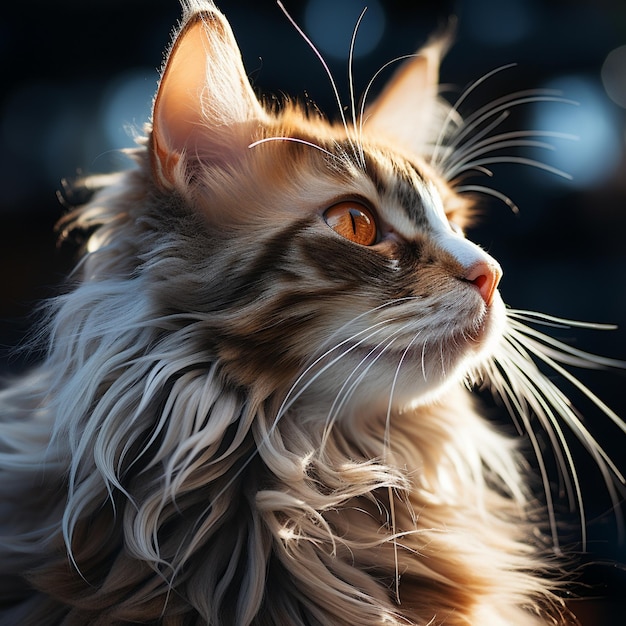 Elegant cat with a long flowing tail