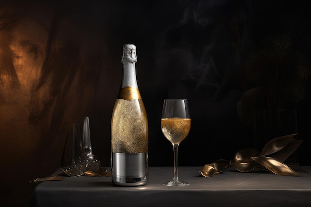 Elegant champagnefeest in minimalistische kunst generatieve IA