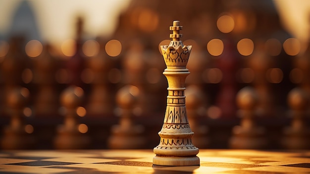 Elegant Chess Pieces on a Classic Chess Board