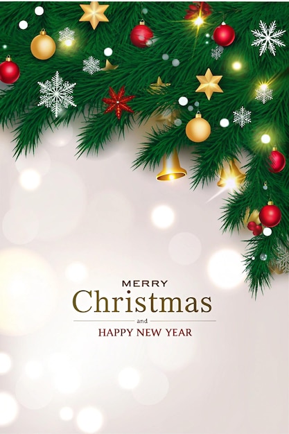 Elegant Christmas Background with Gold Ornaments and Snowflakes