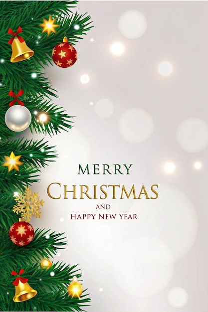 Elegant Christmas Background with Gold Ornaments and Snowflakes