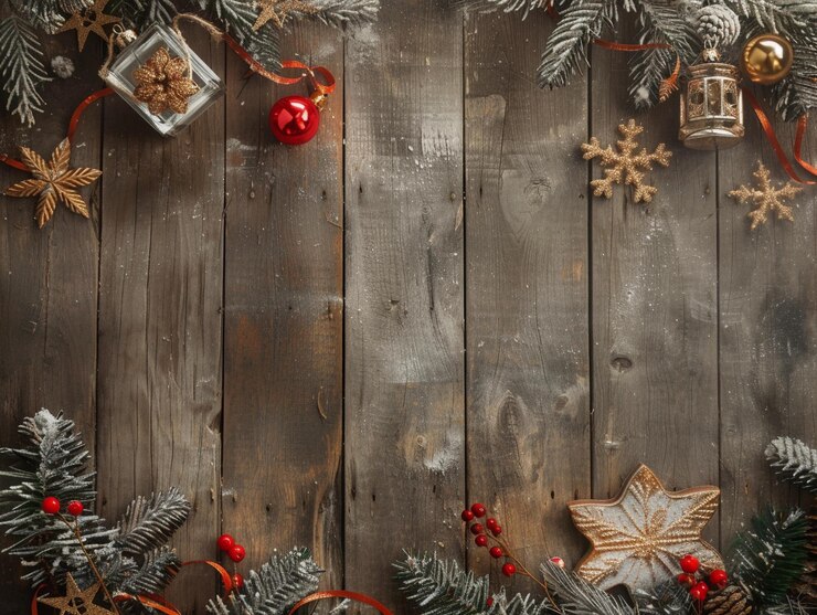 Elegant Christmas Background with Natural Decor