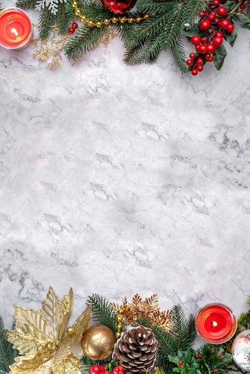 Premium Photo | Elegant christmas decor on white marble. flatlay ...