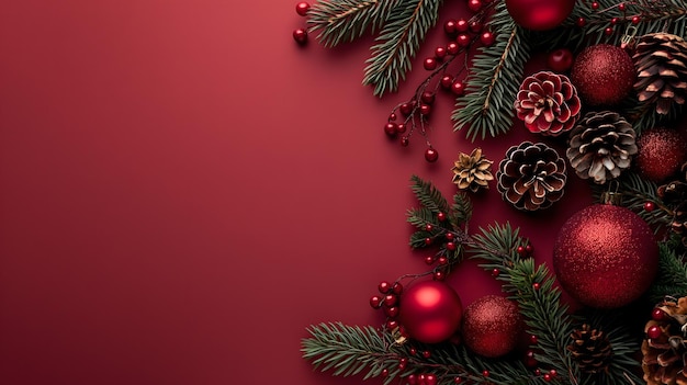 Elegant Christmas Decorations Background with Ample Copy Space