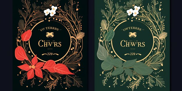 Elegant christmas menu design with hanging