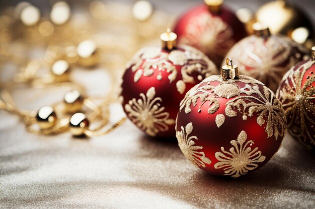 Elegant Christmas ornaments on a decorative background