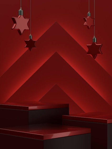 Elegant christmas product stage for luxurious product banner or promo. 3d illustration