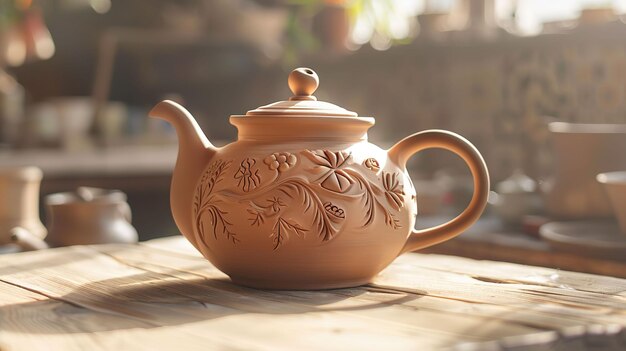 Elegant Clay Teapot Glazed
