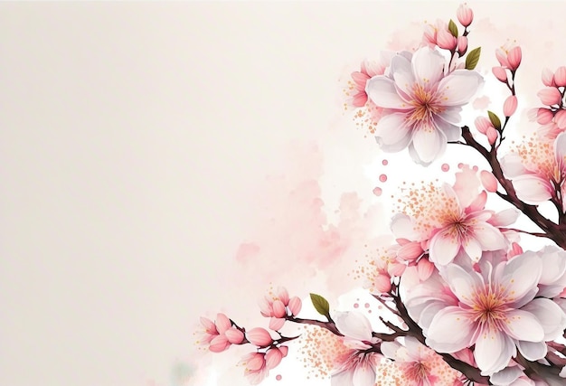 Elegant clean Space with a Touch of Pink Cherry Blossom Perfect for Text or Copywriting Placeholder