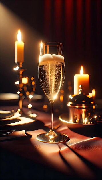Элегантный стакан шампанского вблизи, отражающий суть празднования