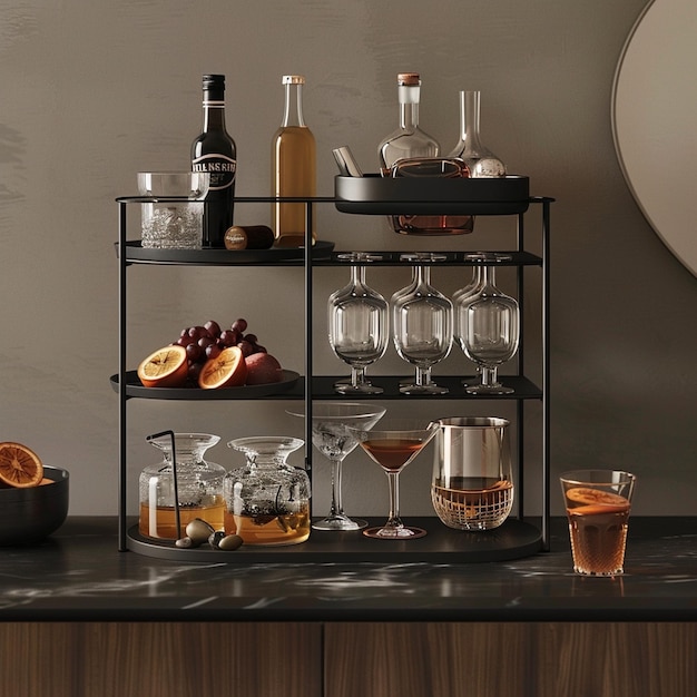 Foto elegant cocktail mixing display