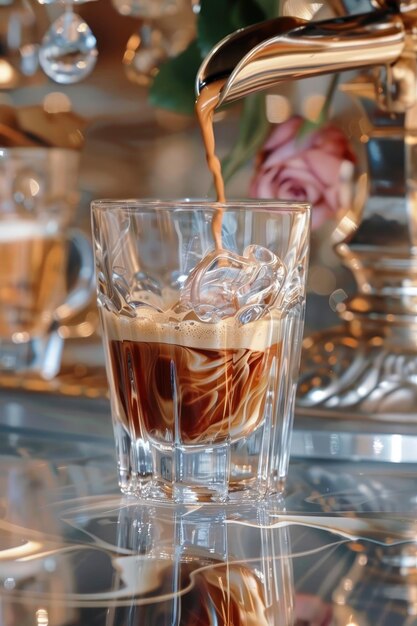 Elegant Coffee Pouring in a Bar Setting