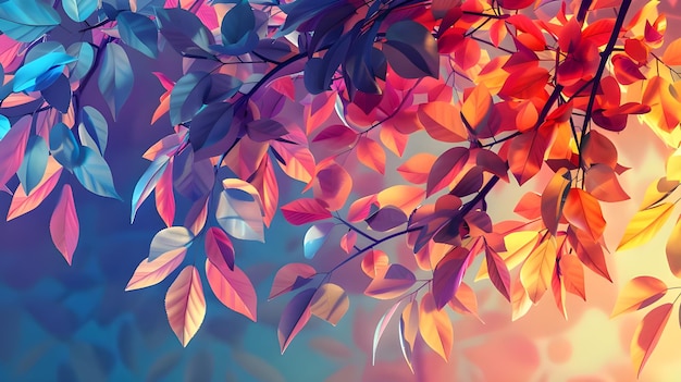 elegant colorful with vibrant flower hanging branches illustration background bright color 3d