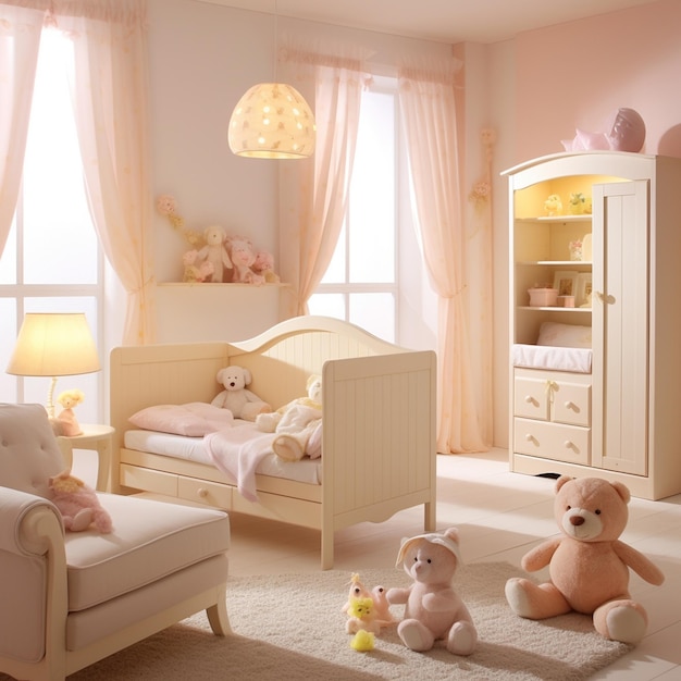 Elegant and comfortable nursery furniture set in a welllit room