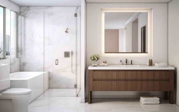 elegant condo bathroom view on white background