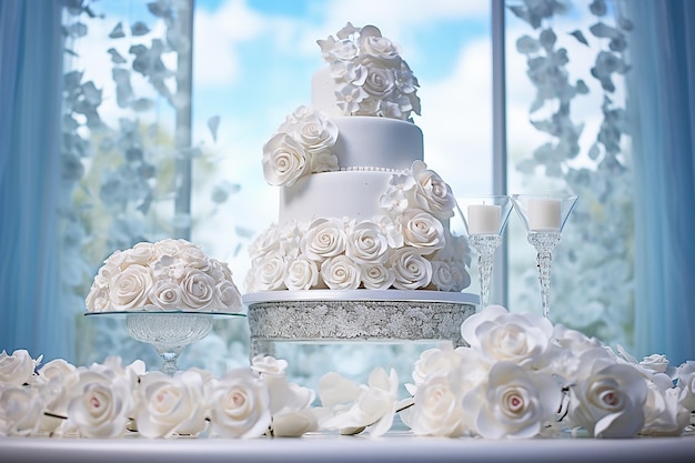 Elegant Confection ThreeTier Wedding Cake met Witte Marshmallow Fondant