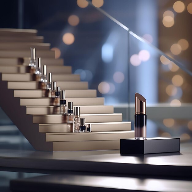 Of an elegant cosmetics concept arranged a stair scene concept and creative design luxury elegant