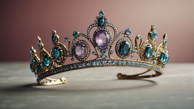 Elegant crown with blue gemstones