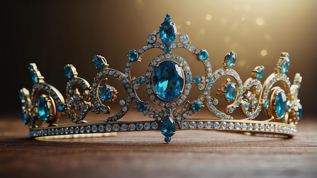 Elegant crown with blue gemstones