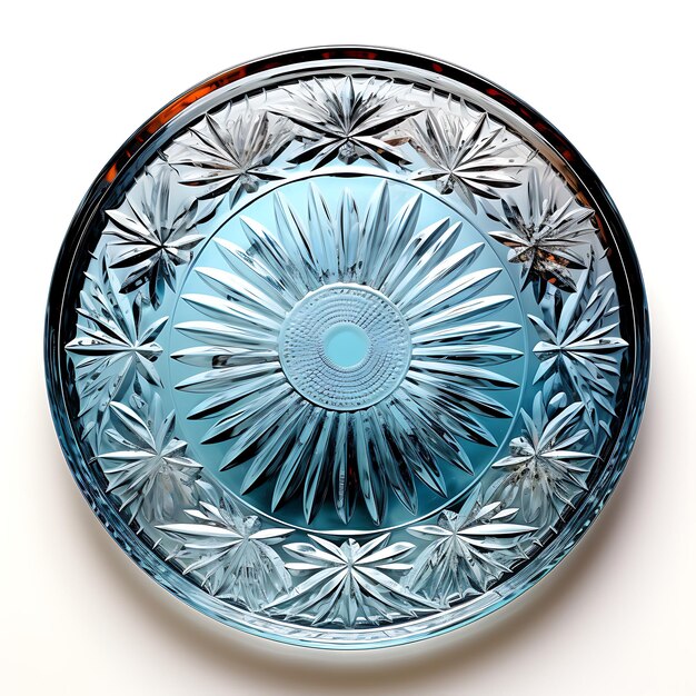 Foto elegant crystal cut glass charger plate square shape intricate flora concept creative idea design