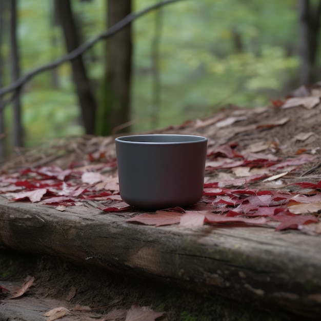 Elegant Cup In Dark Silver And Maroon On The Edge Of Woods