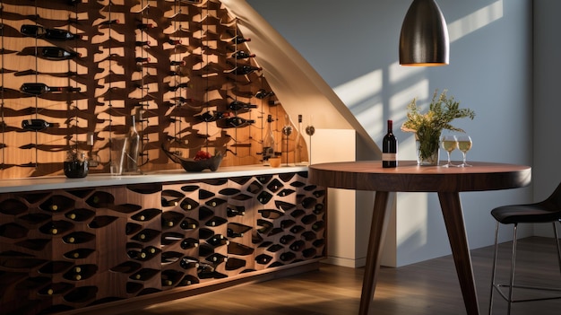 Foto elegante cantina personalizzata con scaffali idea di conservazione del vino