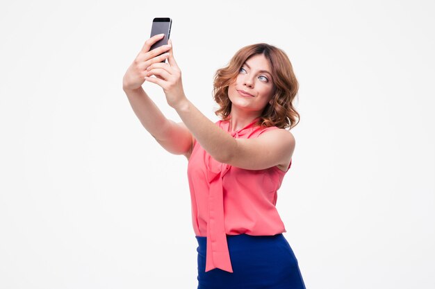 Elegant cute woman making selfie photo