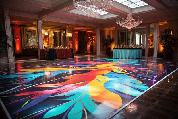 Elegant dance floor with salsa dancethemed decorations
