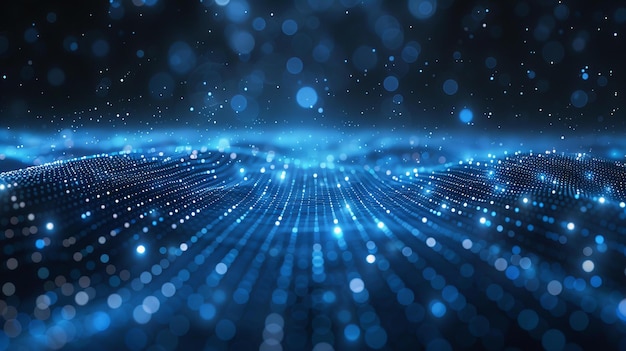 elegant depicting abstract blue grid on dark background digital technology concept