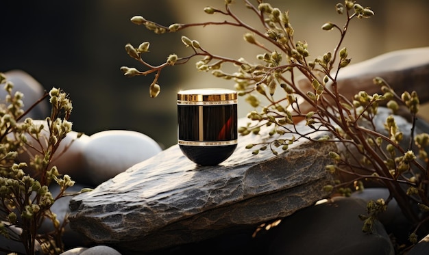 The elegant design of the black perfume bottle reflects the allure and prestige of luxury designe