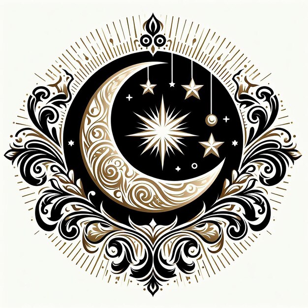 Elegant design featuring crescent moon and star