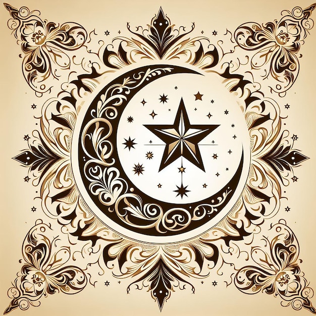 Photo elegant design featuring crescent moon and star