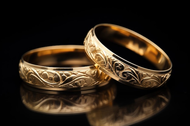 elegant design on two gold rings