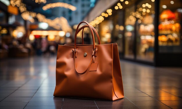 Elegant Designer Handbag in a Luxurious Shopping Mall