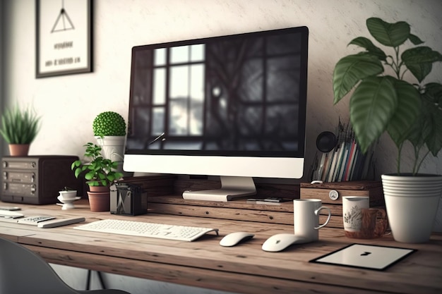 Elegant desk with computer