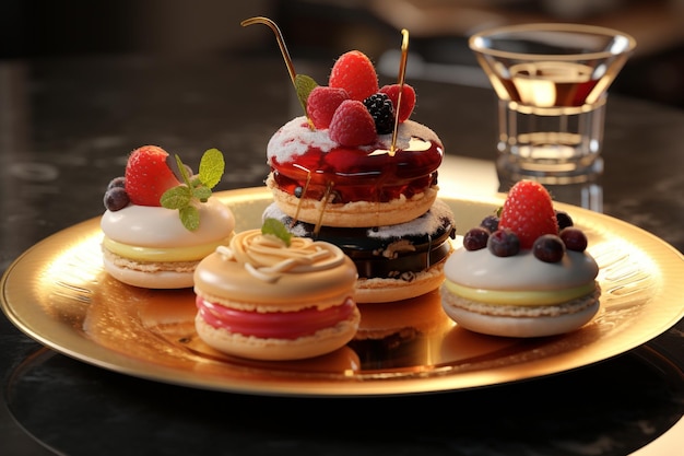 Elegant dessert trio featuring mini cakes tarts an 00181 01