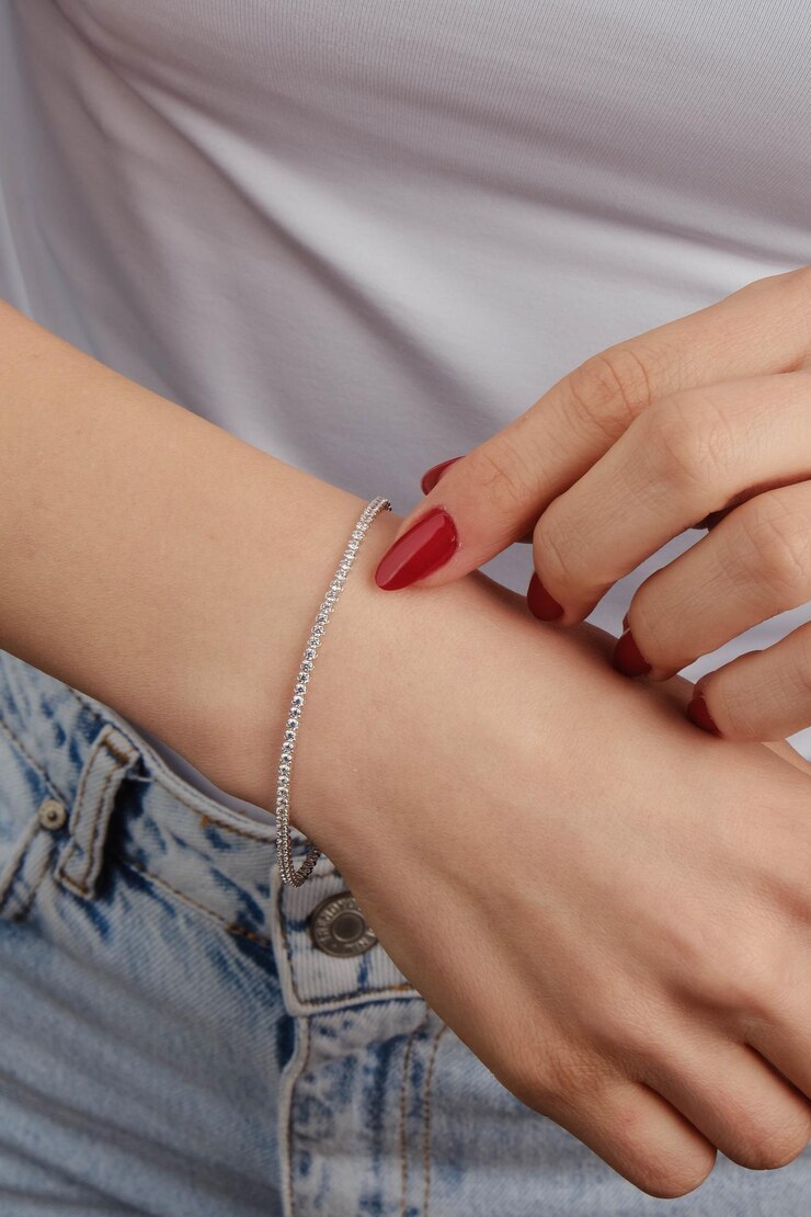 Elegant Diamond Bracelet on a Womans Wrist