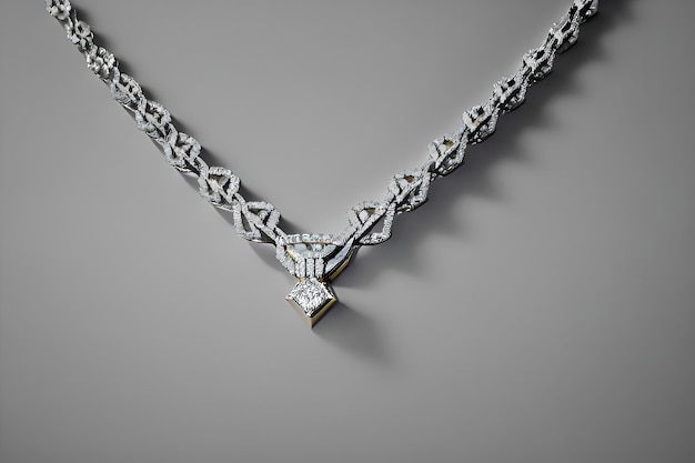 Photo elegant diamond chain necklace in white gold