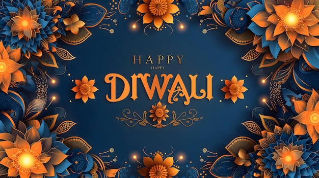 Photo elegant diwali festival greeting with decorative mandala design