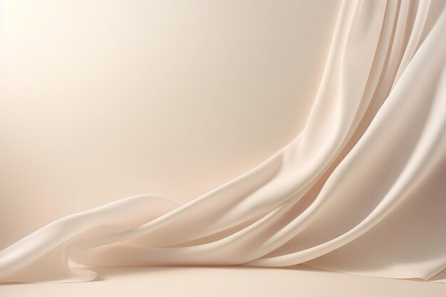 Elegant draped silk exquisite cosmetic product presentation in abstract 3d studio