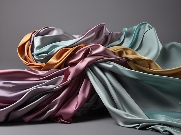 Elegant Drapery Smooth Colored Cloth on Grey Background