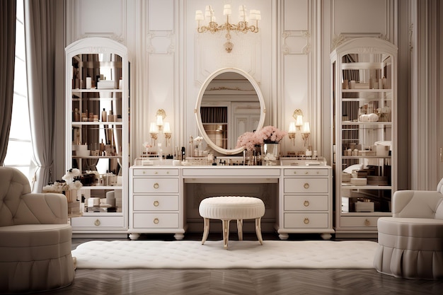Elegant Dressing Room with Makeup Mirror
