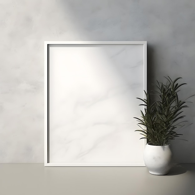 elegant dun vierkant frame mock-up met wit scherm