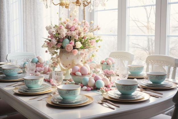 Elegant Easterthemed table setting with fine china 00252 01